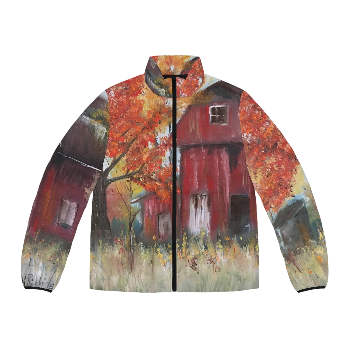 Men's Puffer Jacket - Roxy Rich Art-Abandoned Barn