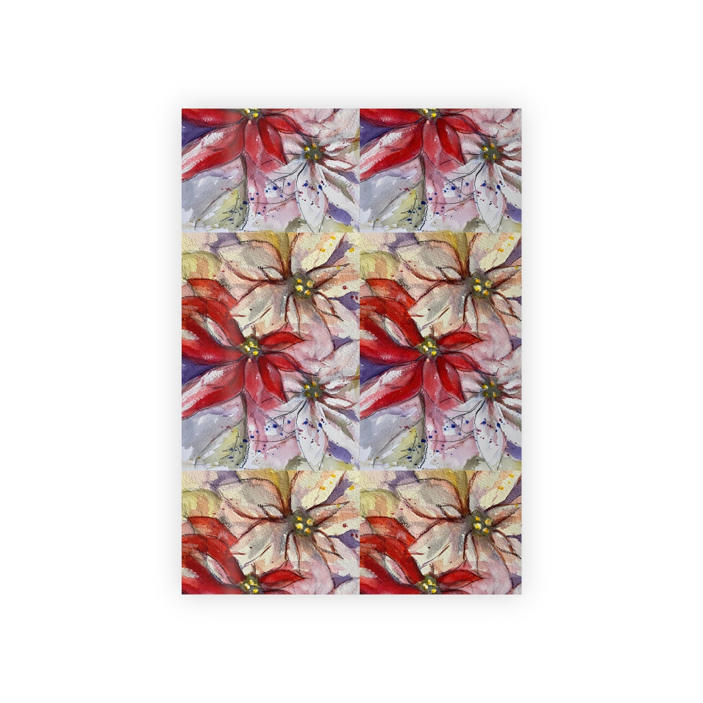 Poinsettias Loose Watercolor Unique Holiday Gift Wrapping Paper  1pc