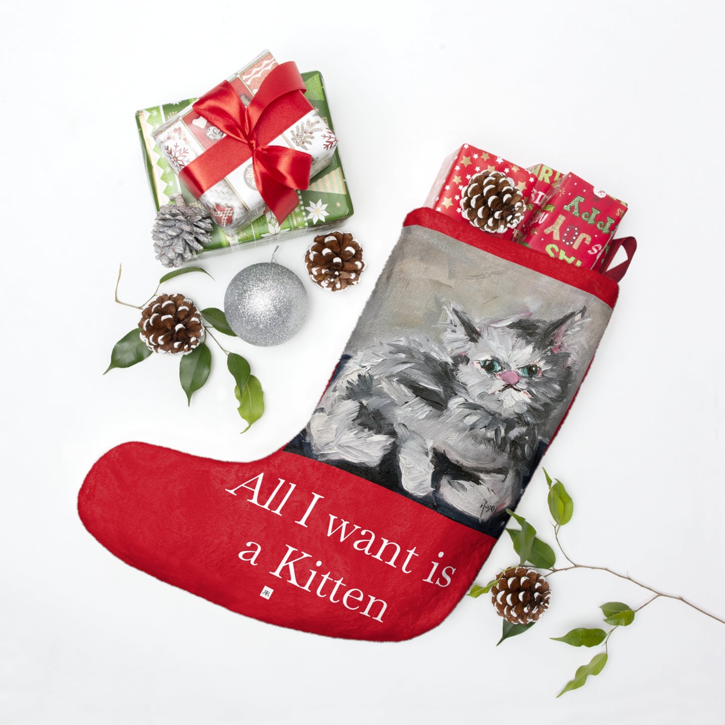 Babe Persian Kitty "All I want is a Kitten" Christmas Stocking