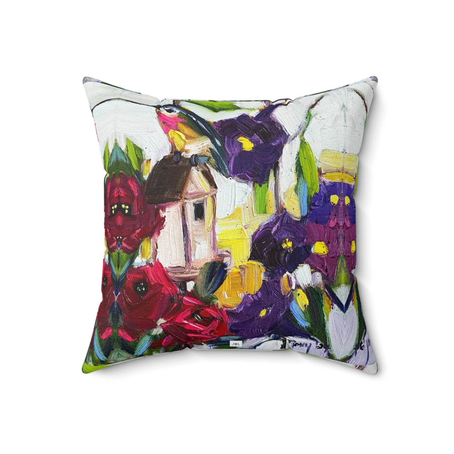 Hummingbird by the Window Indoor Spun Polyester Square Pillow