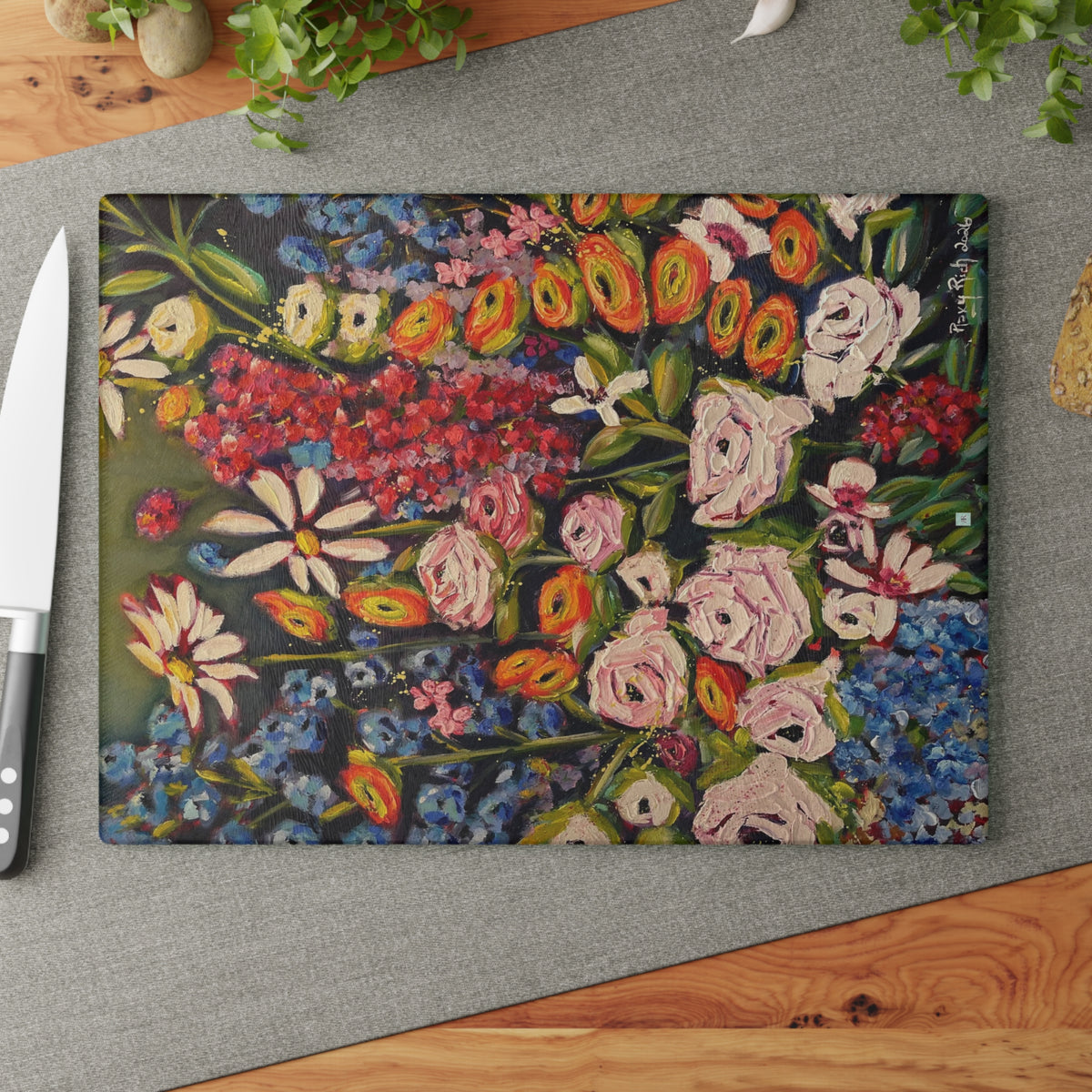 Glass Cutting Board-Moonlight Meadow