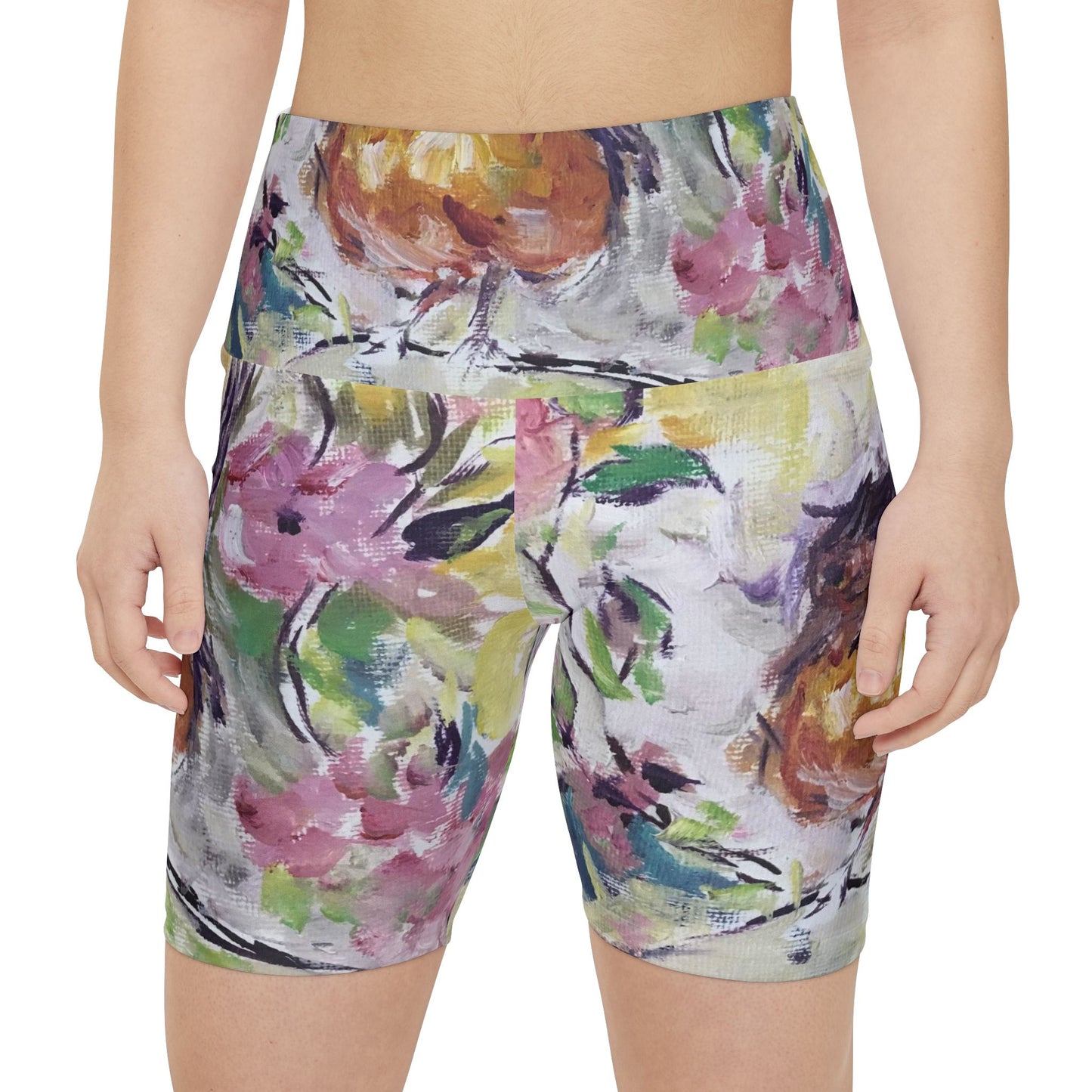 Women's Workout Shorts - Robin in Cherry Blossoms