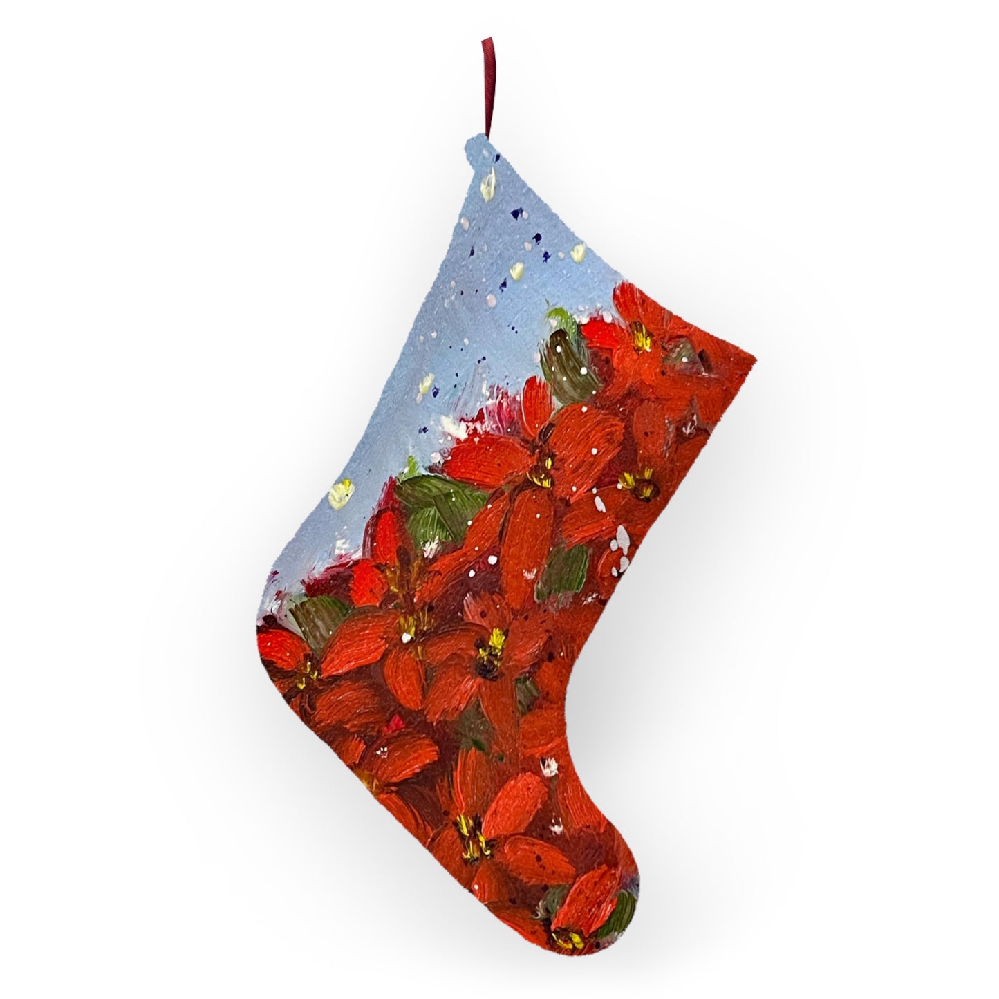 Red Poinsettias Tree Christmas Stocking