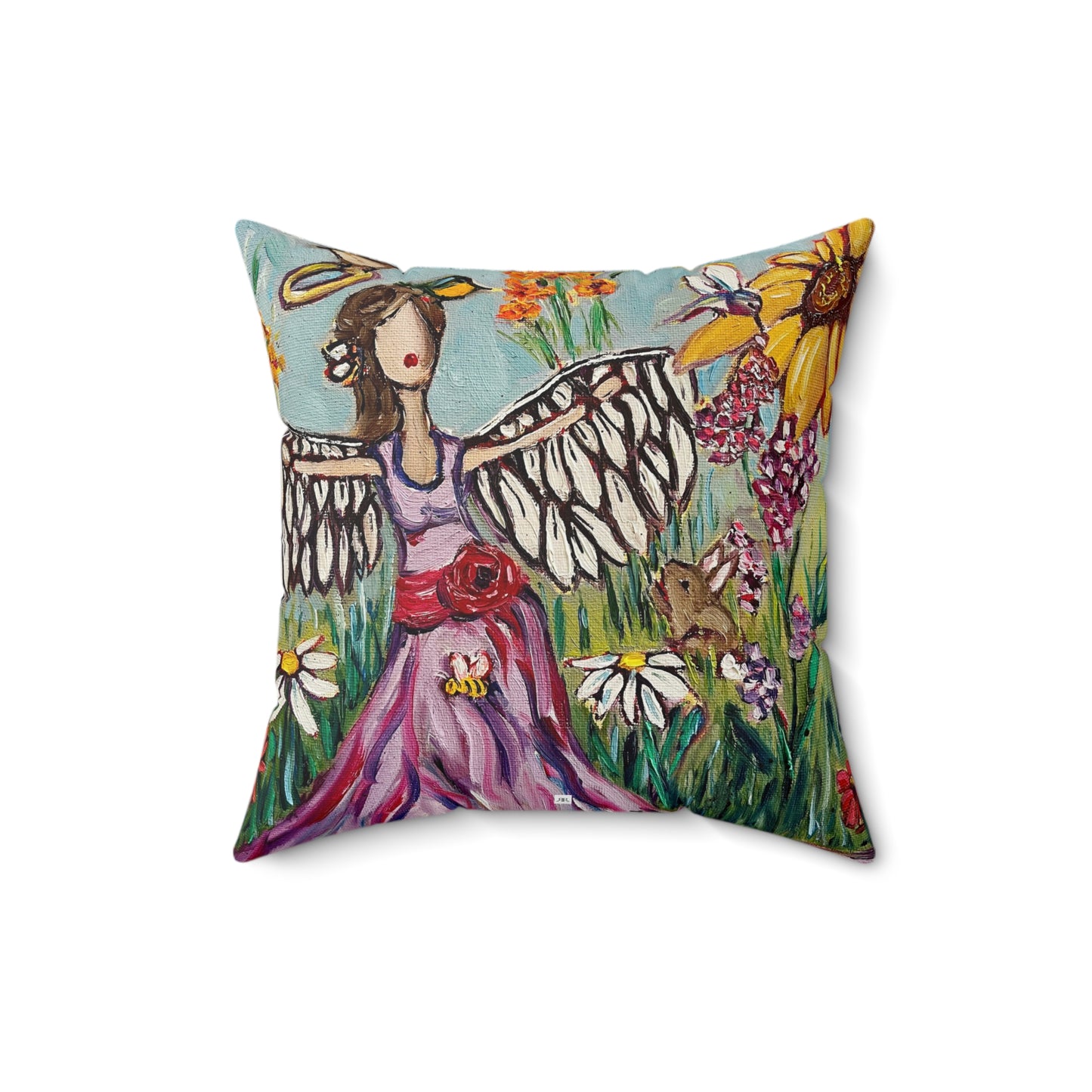 Garden Angel Indoor Spun Polyester Square Pillow