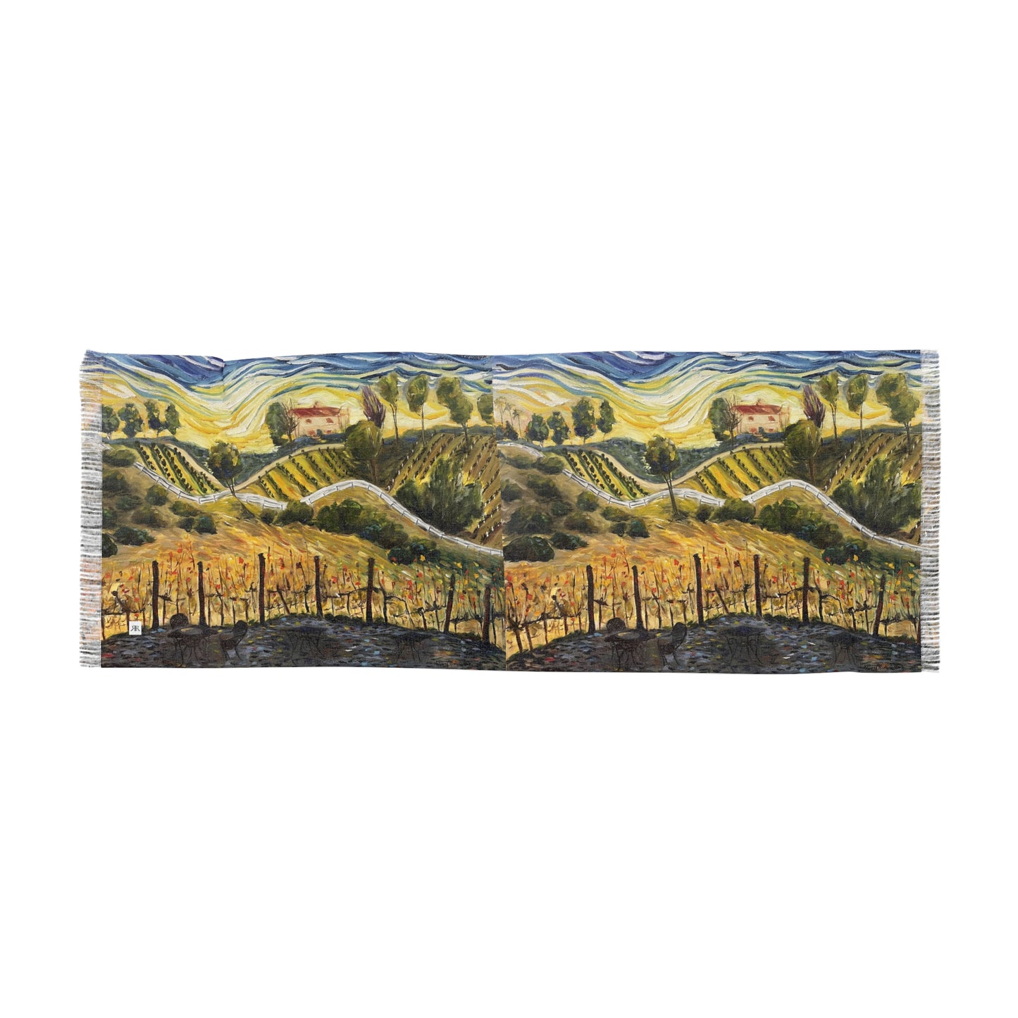 Colorful Scarf — Artistic Lightweight Neck Wrap- Sunset at the Villa-Temecula