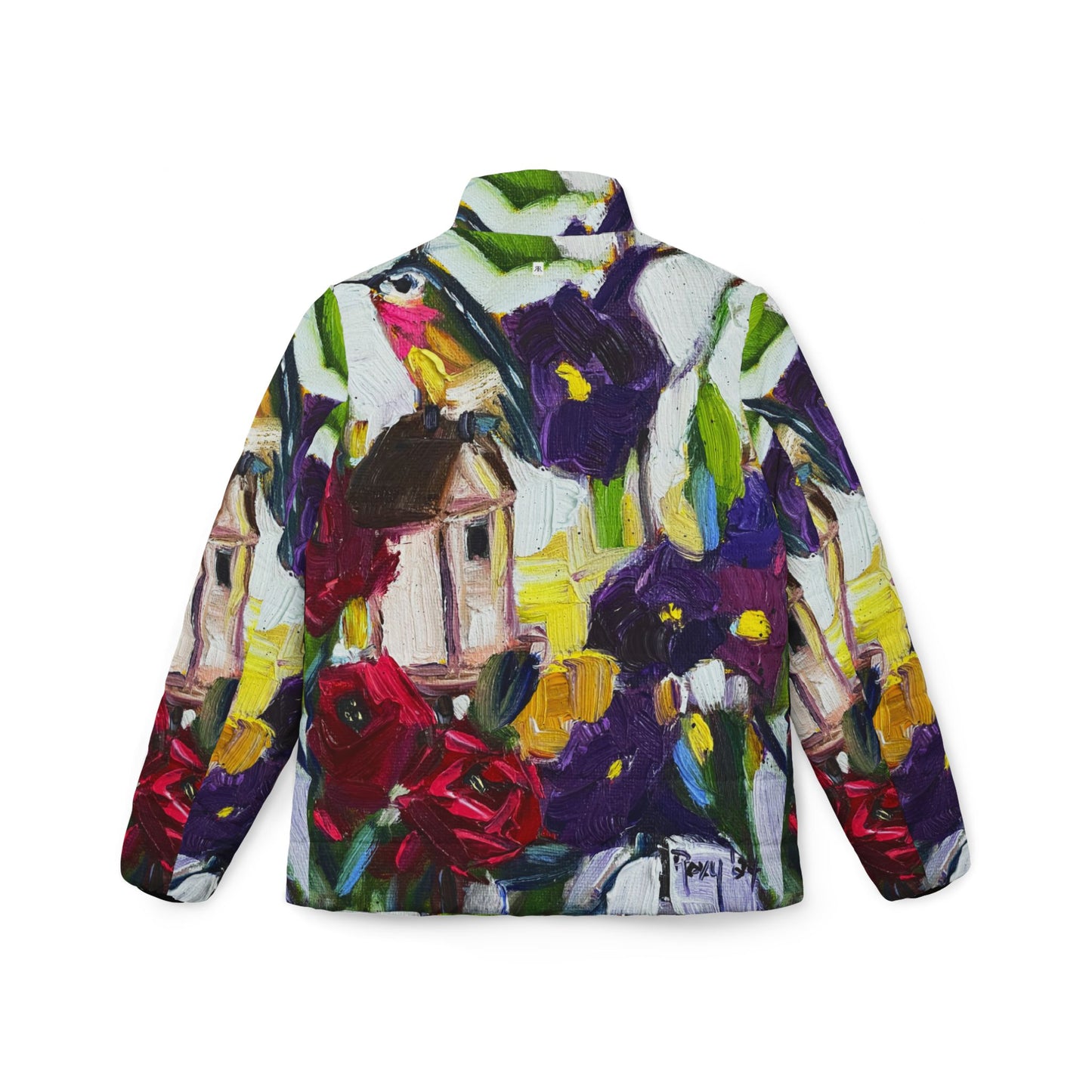 Women's Puffer Jacket - Roxy Rich Fine Art Design-Hummingbird by the Window