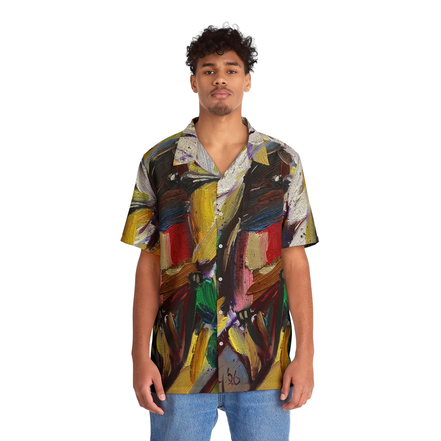 Men's Hawaiian Shirt- Stained Glass House Finch