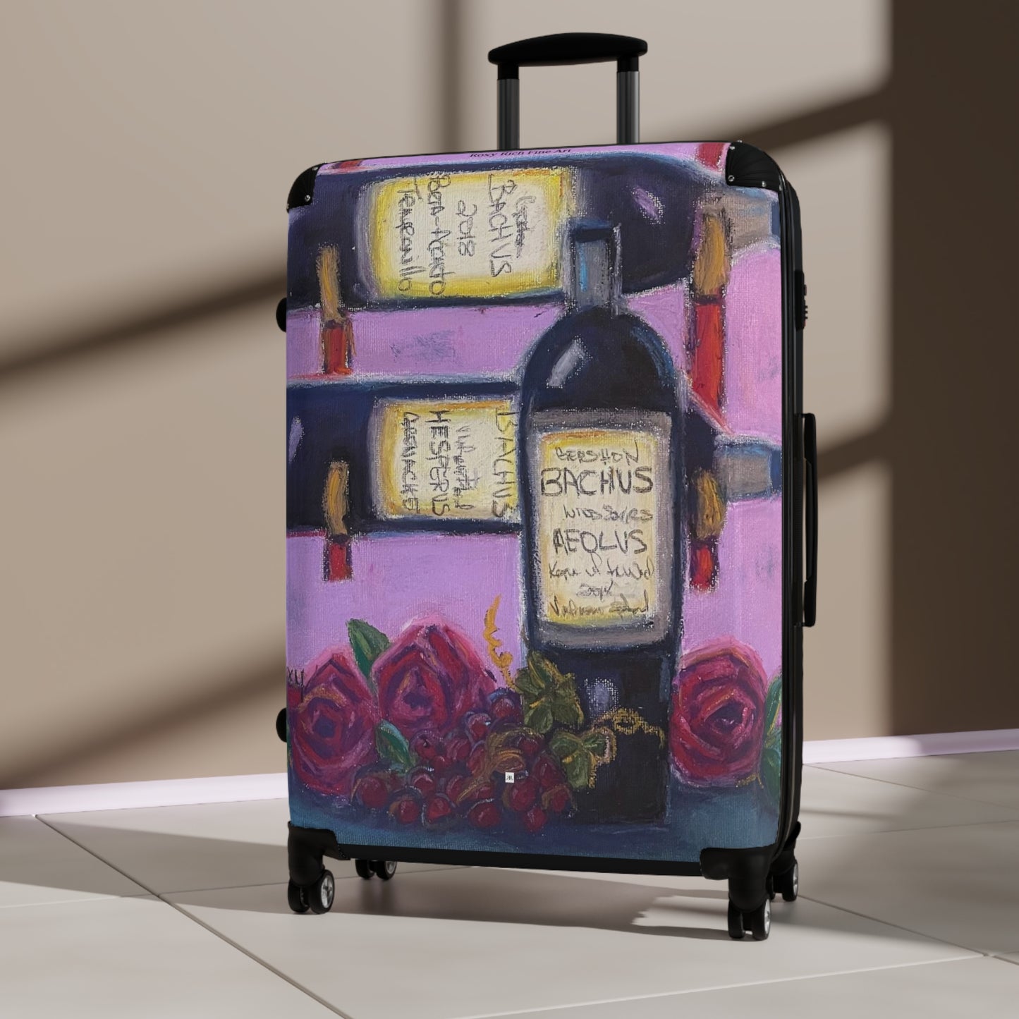 Suitcase Set Lightweight Carry On Gershon Bachus Vintners Temecula Winery Souvenir Roxy Rich Artwork