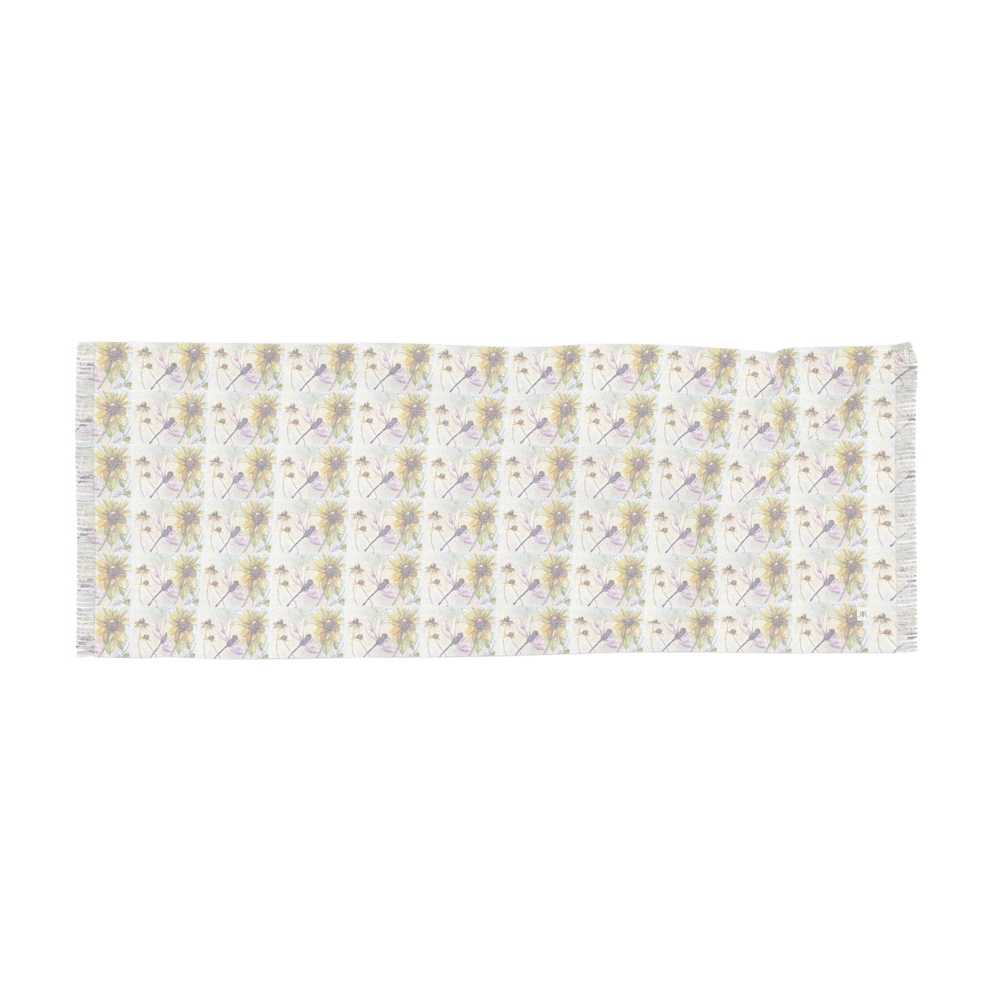 Colorful Scarf — Artistic Lightweight Neck Wrap-  Purple Dragonfly with Coneflowers