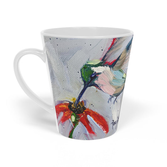 Adorable Hummingbird at a Coneflower Latte Mug, 12oz