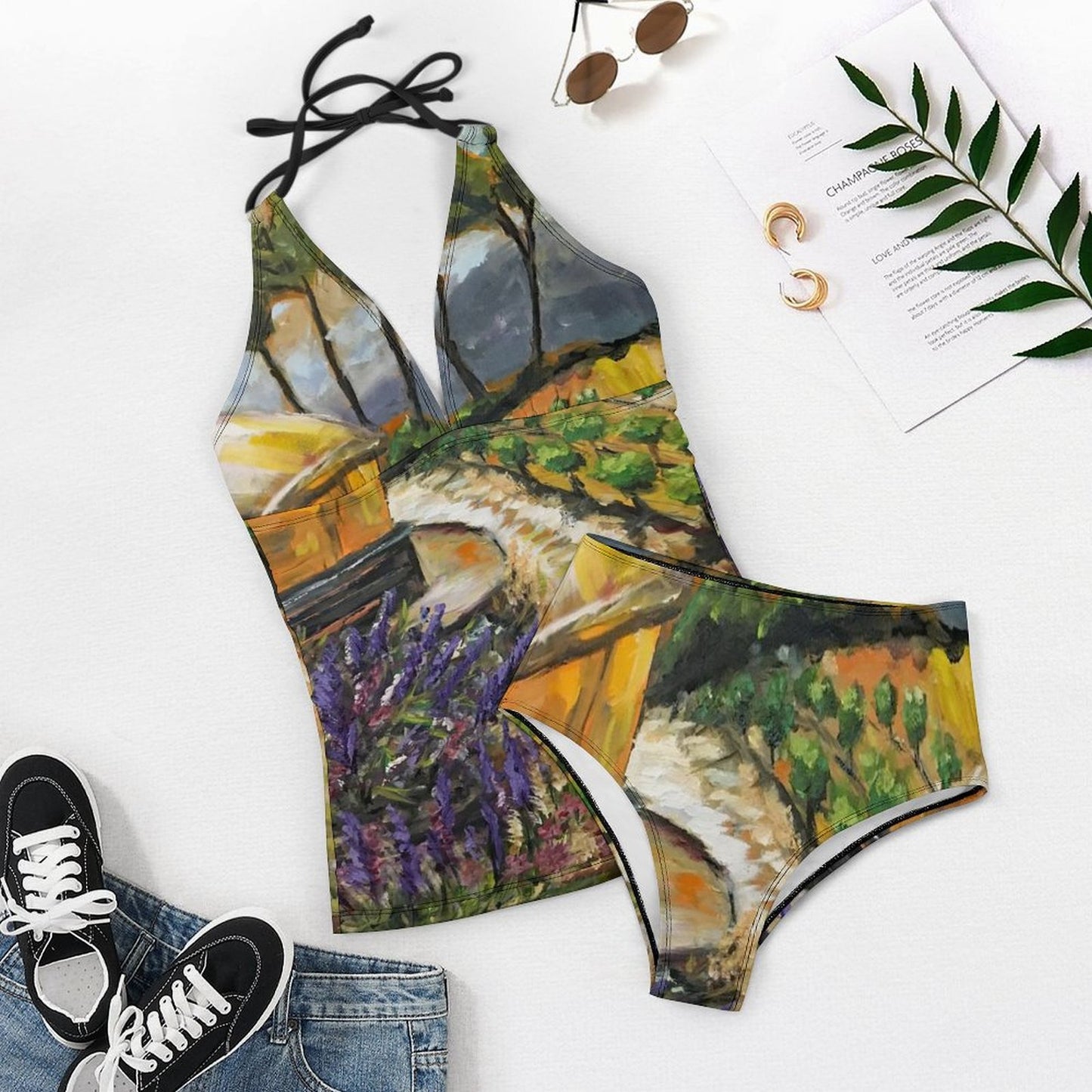 Summer Vines Faulkner Winery Temecula Slim Fit Tankini Split Swimsuit