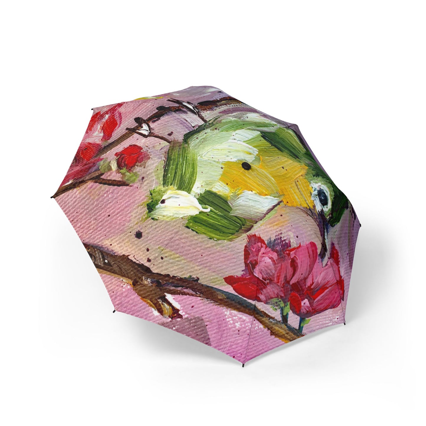 Umbrella- Adorable Japanese Warbler Bird in Cherry Blossoms