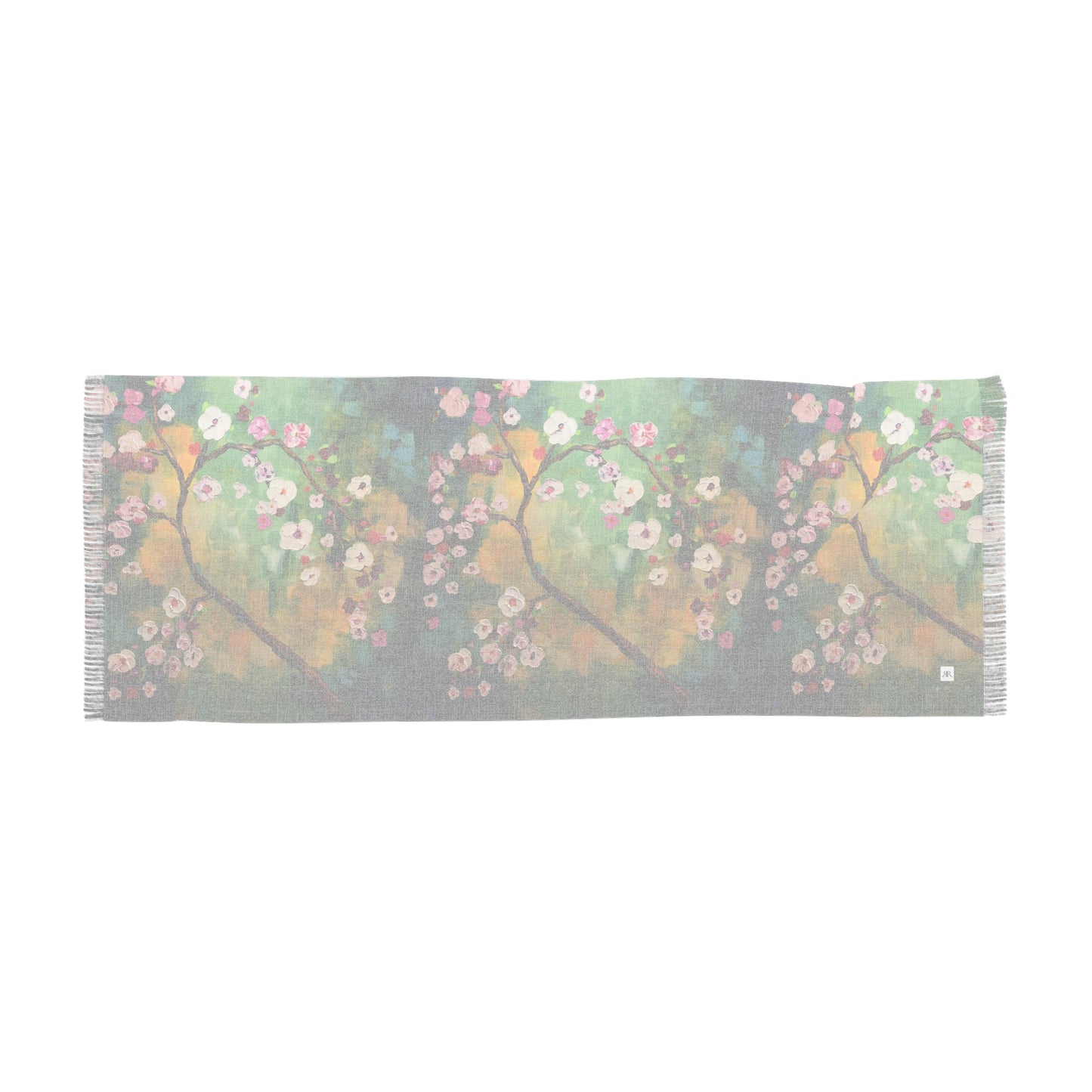 Colorful Scarf — Artistic Lightweight Neck Wrap- Abstract Cherry Blossoms