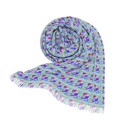 Purple Perch Hummingbird- Colorful Light Scarf — Original Art