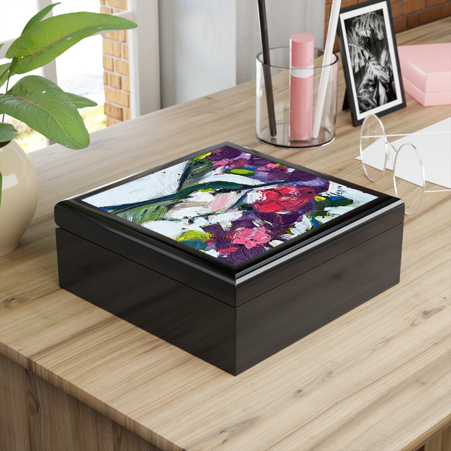 Jewelry Box-Floating on Flowers Hummingbird