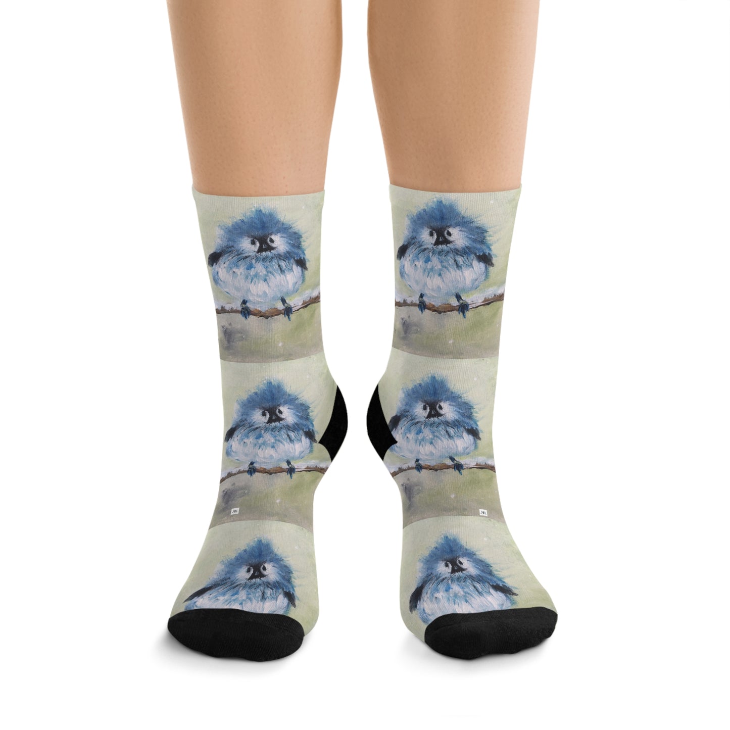 Fluffy Mountain Bluebird in Snow Socks