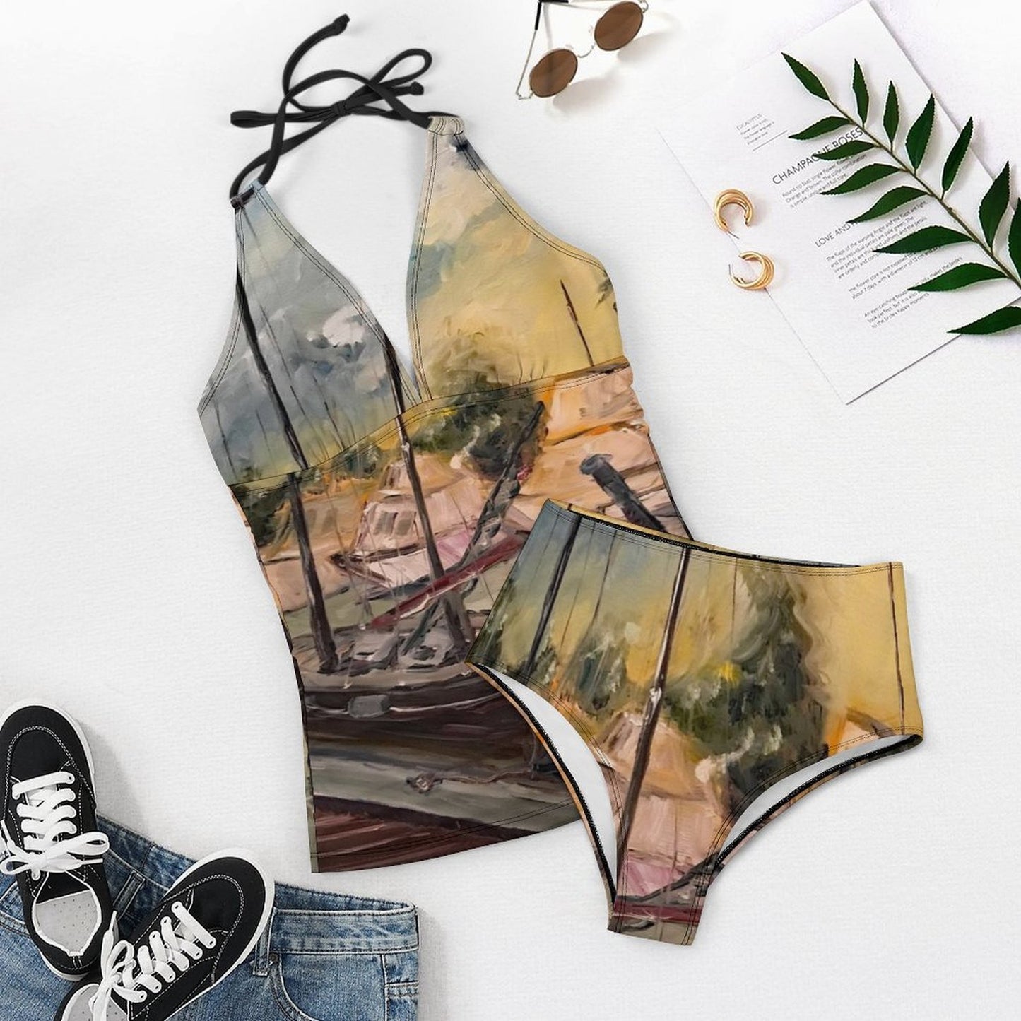 Jeanne's Harbor Slim Fit Tankini Split Swimsuit