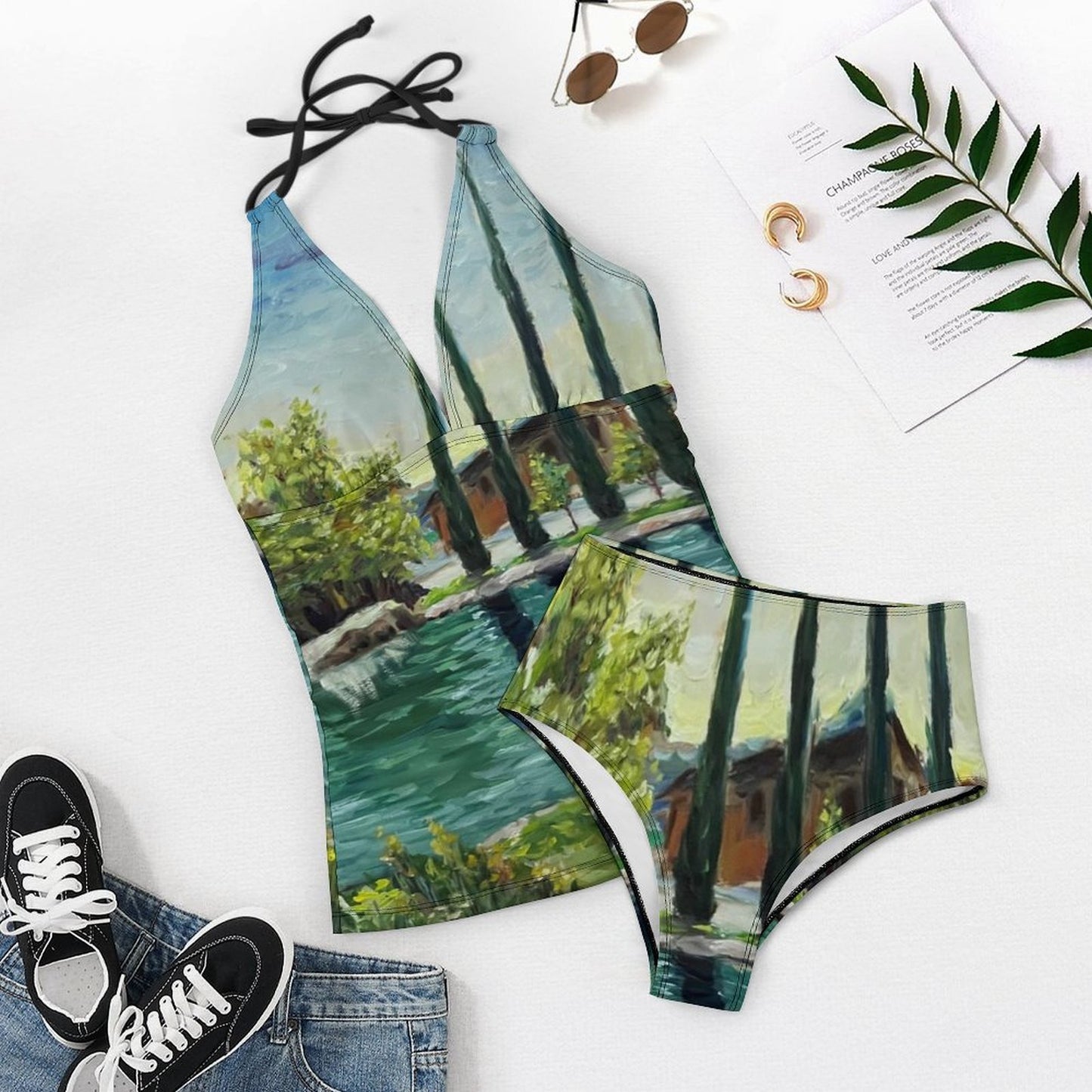 The Pond at Gershon Bachus Vintners Slim Fit Tankini Split Swimsuit