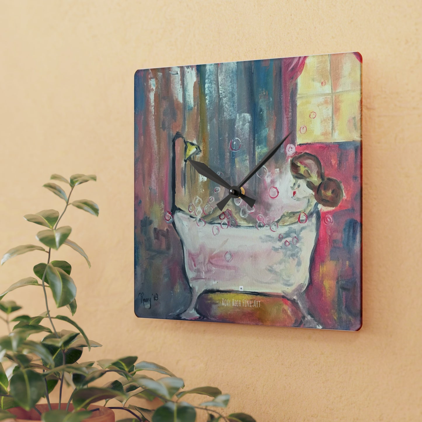 Horloge murale en acrylique pour bain moussant 