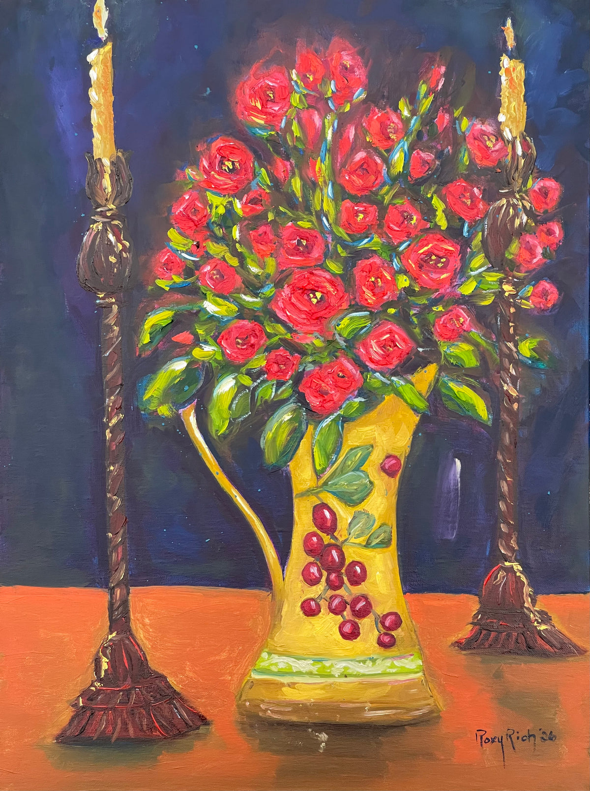 Candlelit Corals-Original Oil Painting Framed
