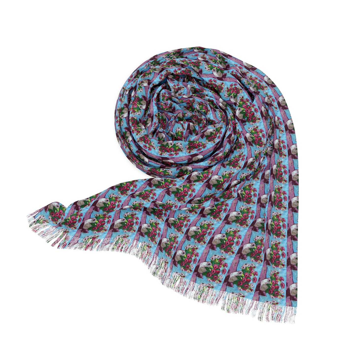 Colorful Scarf — Artistic Lightweight Neck Wrap- Blushing Blooms Soft Roses