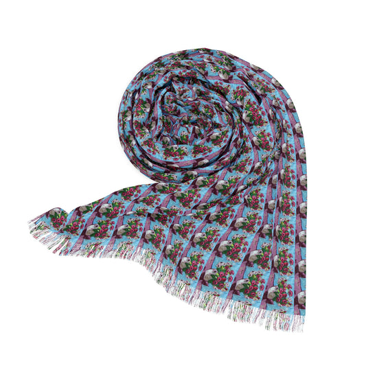 Colorful Scarf — Artistic Lightweight Neck Wrap- Blushing Blooms Soft Roses