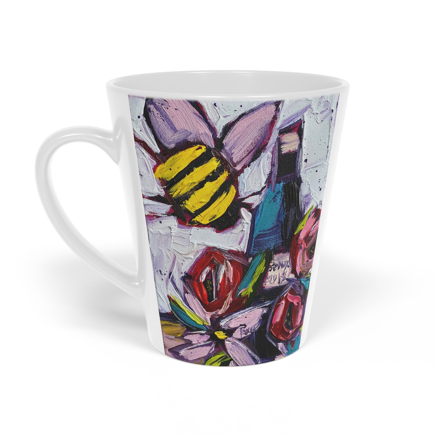 Bee Wine & Roses "Bee Happy" Latte Mug, 12oz