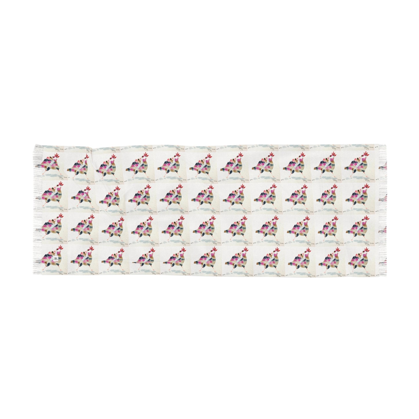 Colorful Scarf — Artistic Lightweight Neck Wrap- Whimsy Rooster 9