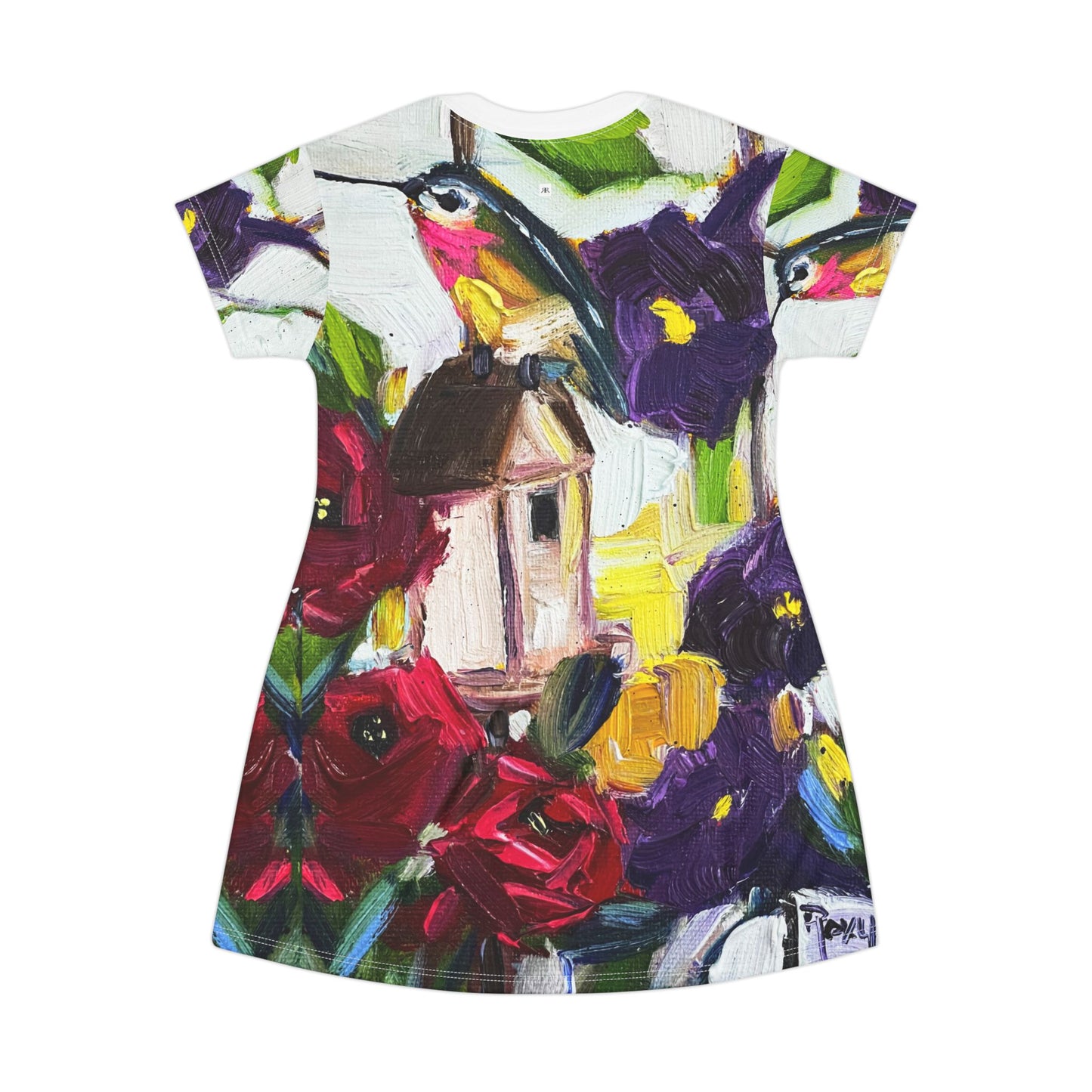 T-Shirt Dress (AOP)-Hummingbird by the Window