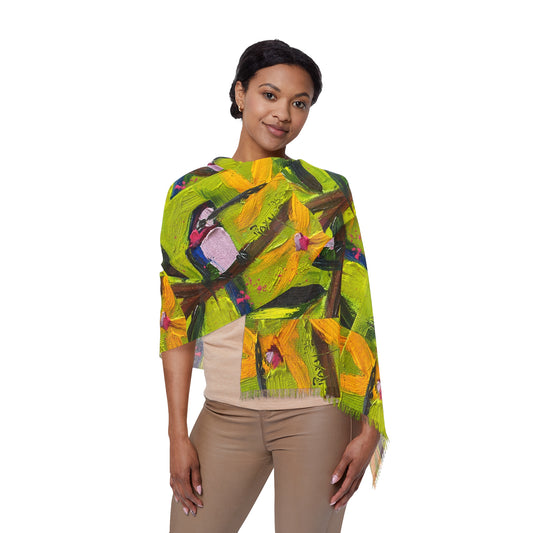 Colorful Scarf — Artistic Lightweight Neck Wrap-Winged Wonder Hummingbird