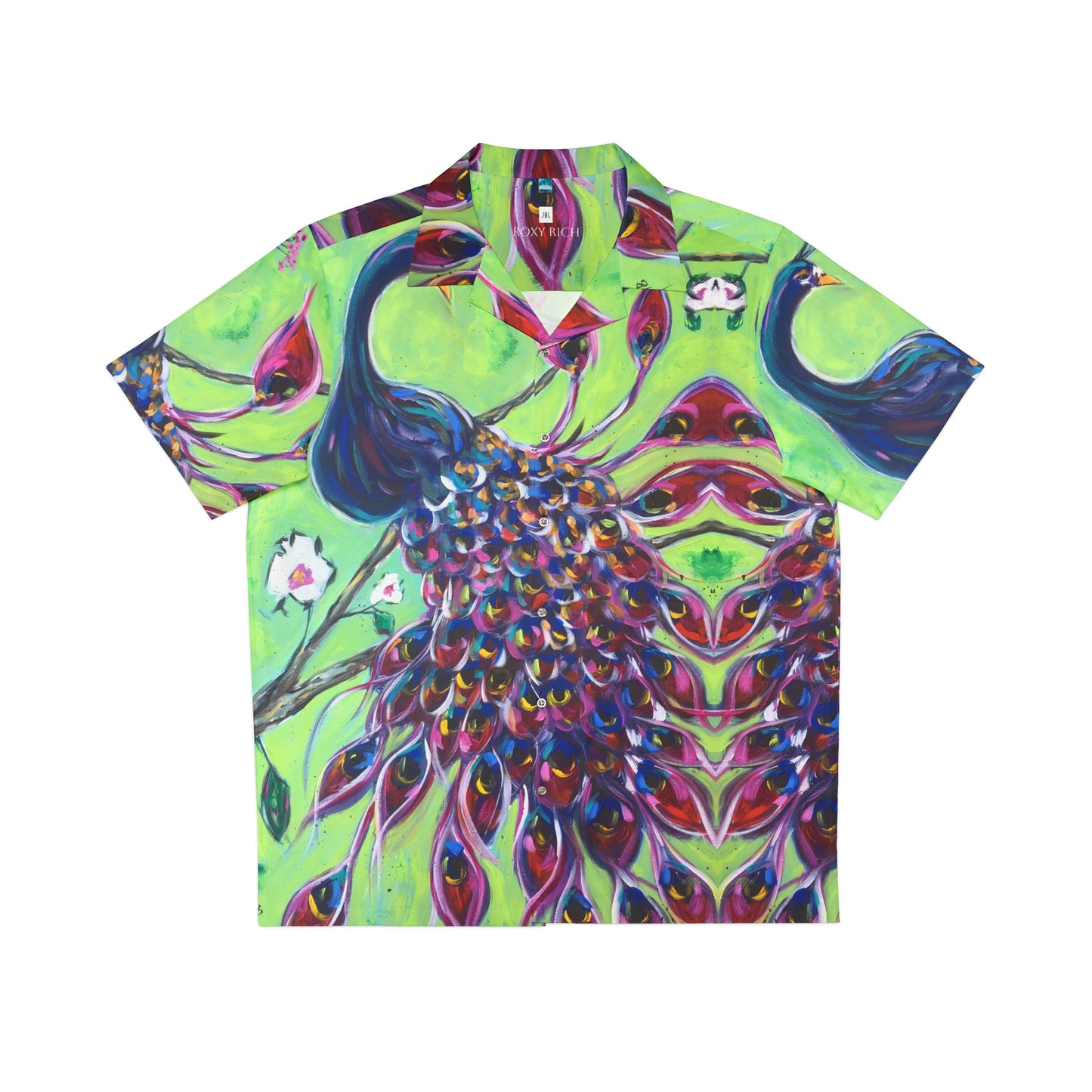 Men's Hawaiian Shirt- Royal Plumage Peacock