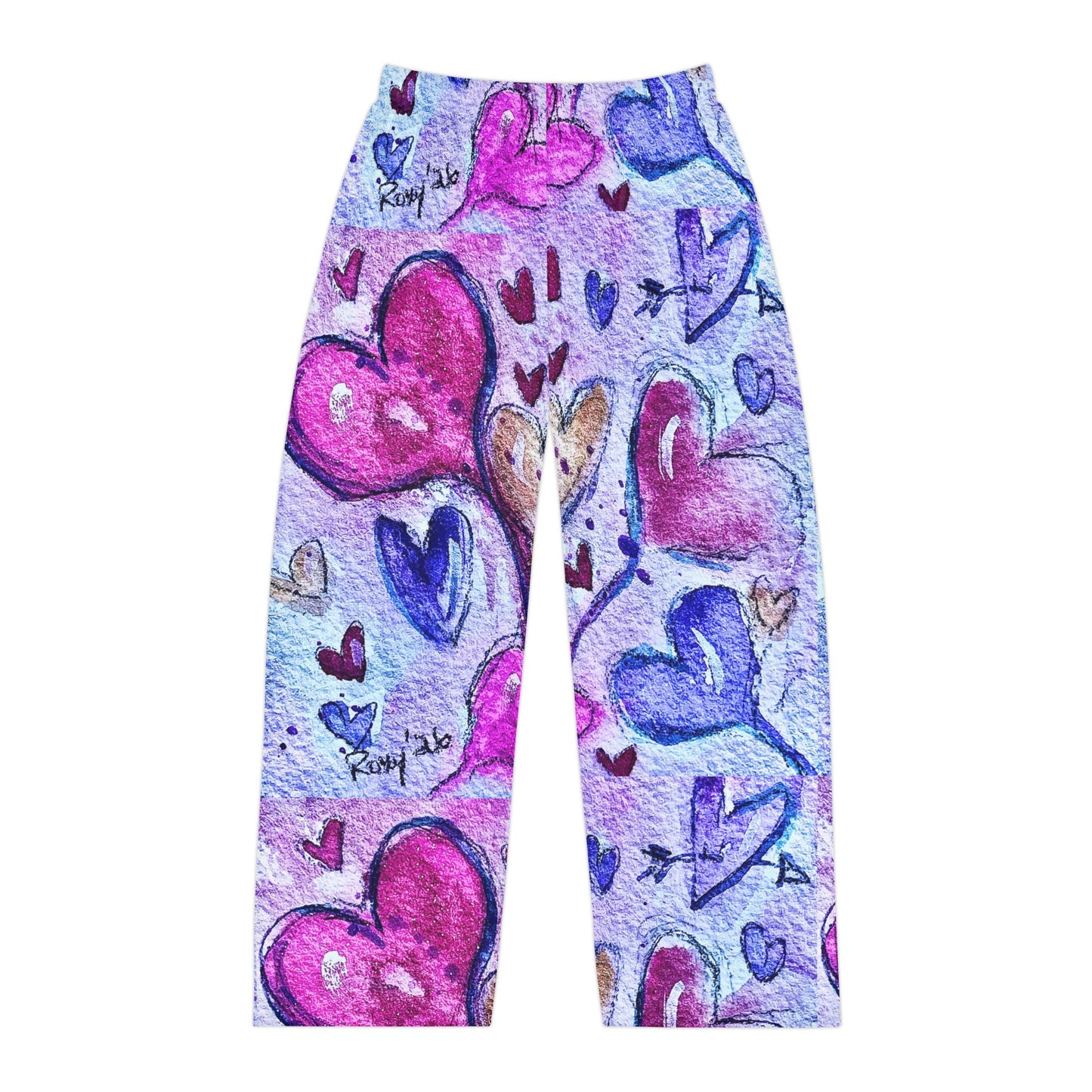 Men's Pajama Pants - Floating Hearts Parade-Fun Valentine Boyfriend Hubby Anniversary Gift