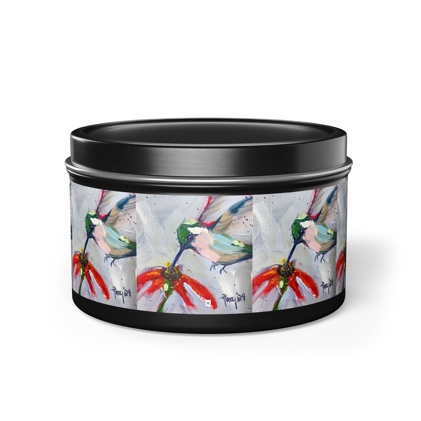 Hummingbird at a Cone Flower Tin Candle