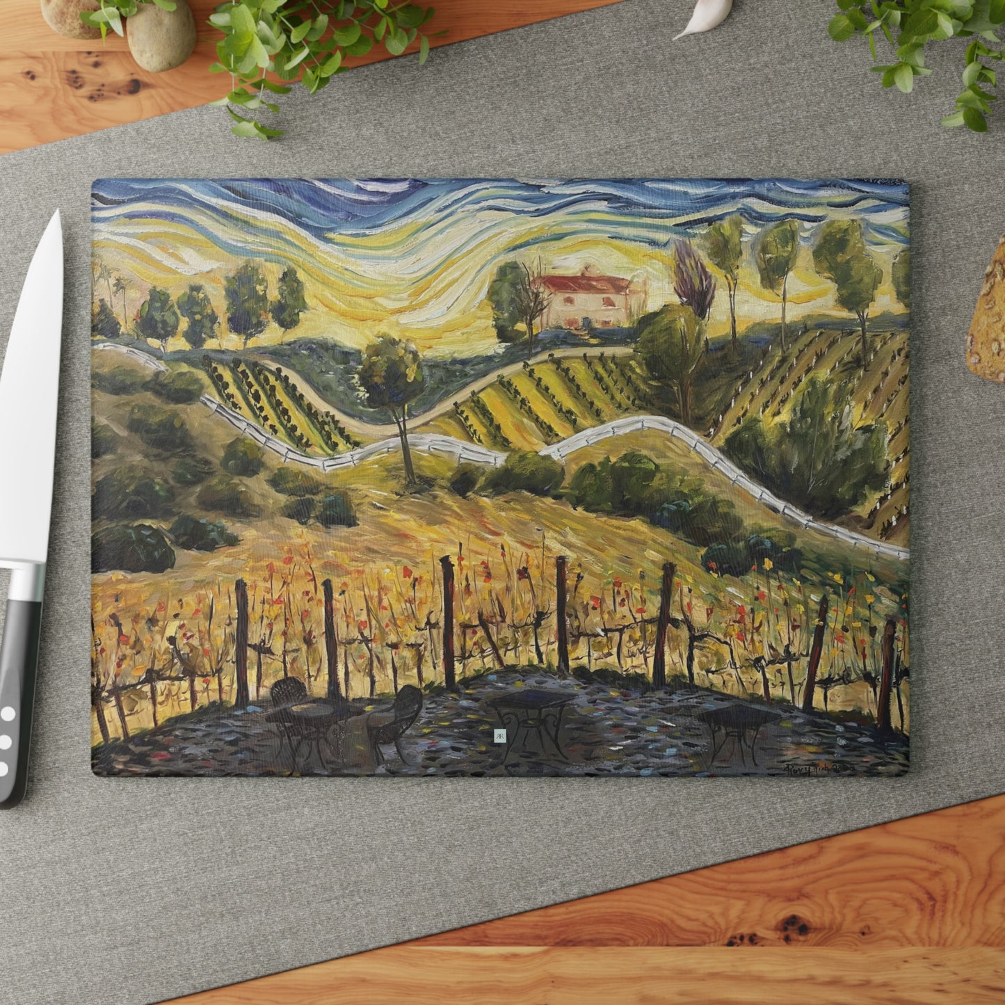 Glass Cutting Board-Sunset at the Villa-GBV