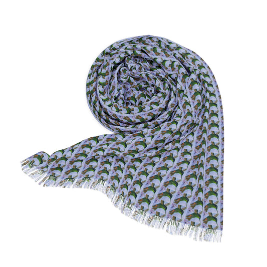 Colorful Scarf — Artistic Lightweight Neck Wrap- Hummingbird in Flight