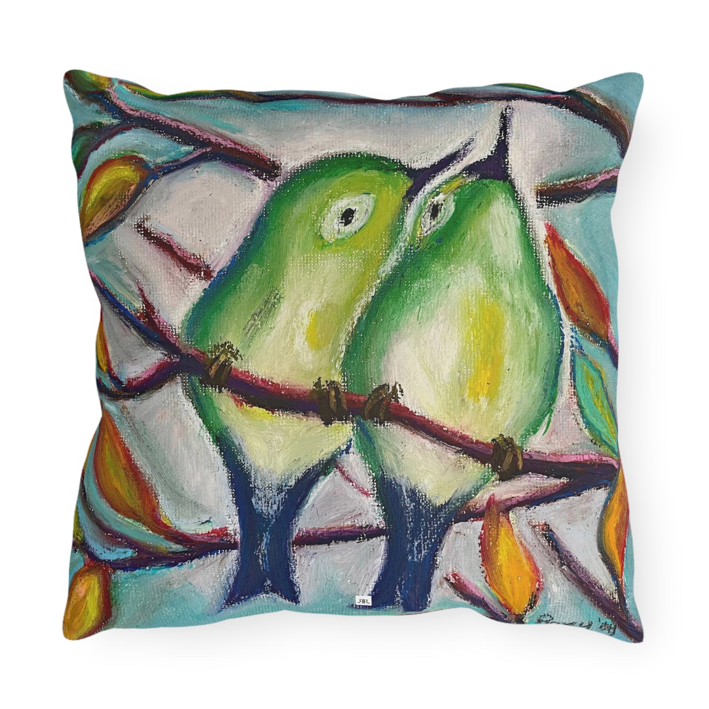 Cuddling Warblers Outdoor Pillows