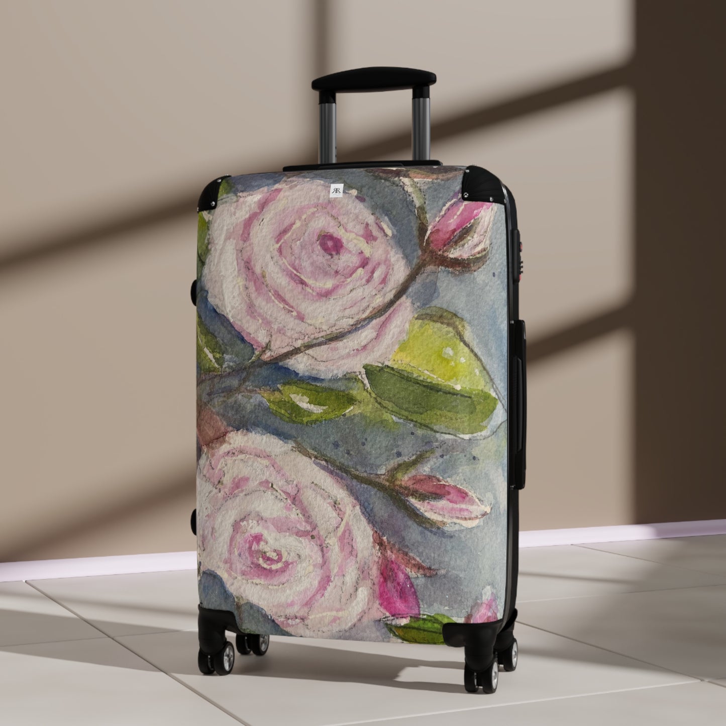 Valise à main avec roses blanches moelleuses 