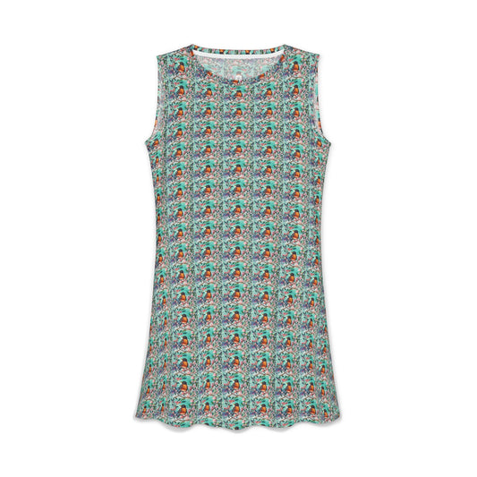 Women's Casual Dress — Light & Comfortable -Adult American Robin in Cherry Blossoms