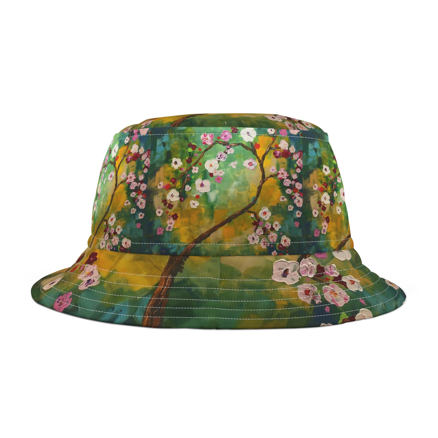 Chapeau de seau de fleurs de cerisier abstraites