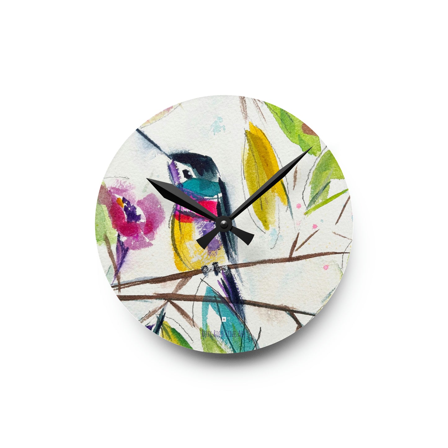 Horloge murale en acrylique perche colibri 