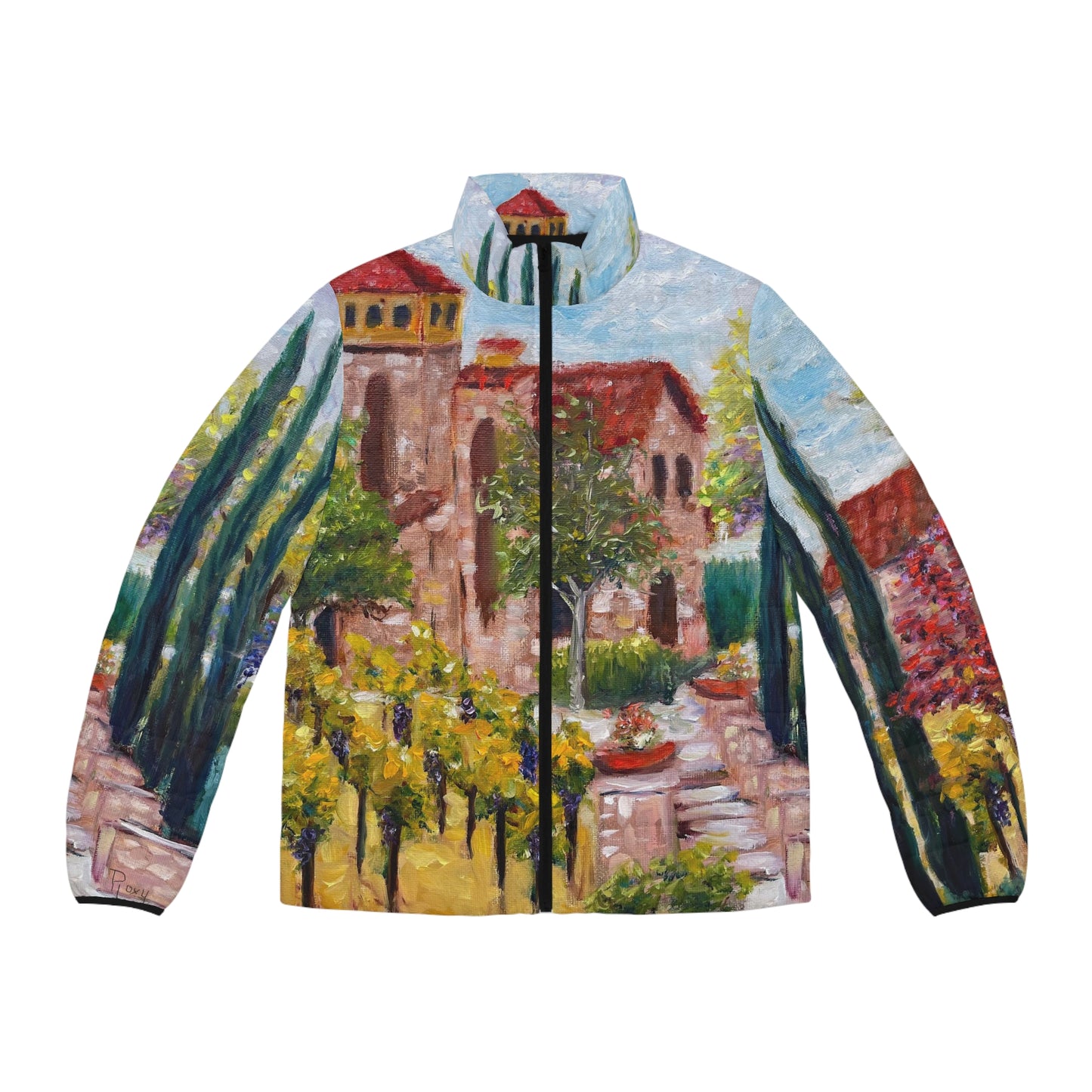 Men's Puffer Jacket - Roxy Rich Art, Unique Bright Colors-Lorimar in Autumn