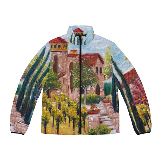 Men's Puffer Jacket - Roxy Rich Art, Unique Bright Colors-Lorimar in Autumn