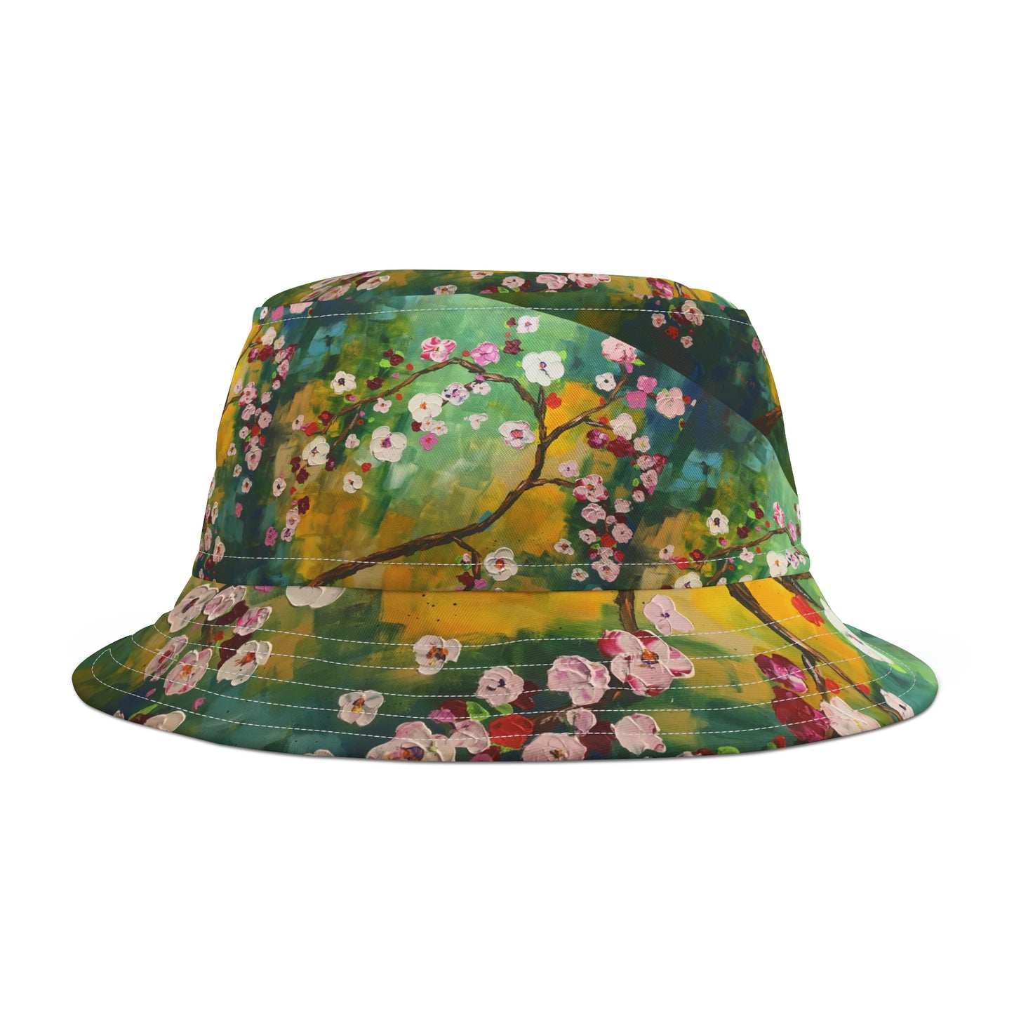 Chapeau de seau de fleurs de cerisier abstraites