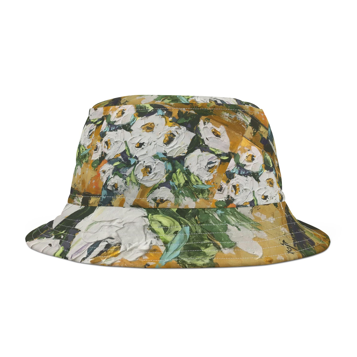 Chapeau seau doré Shabby Roses