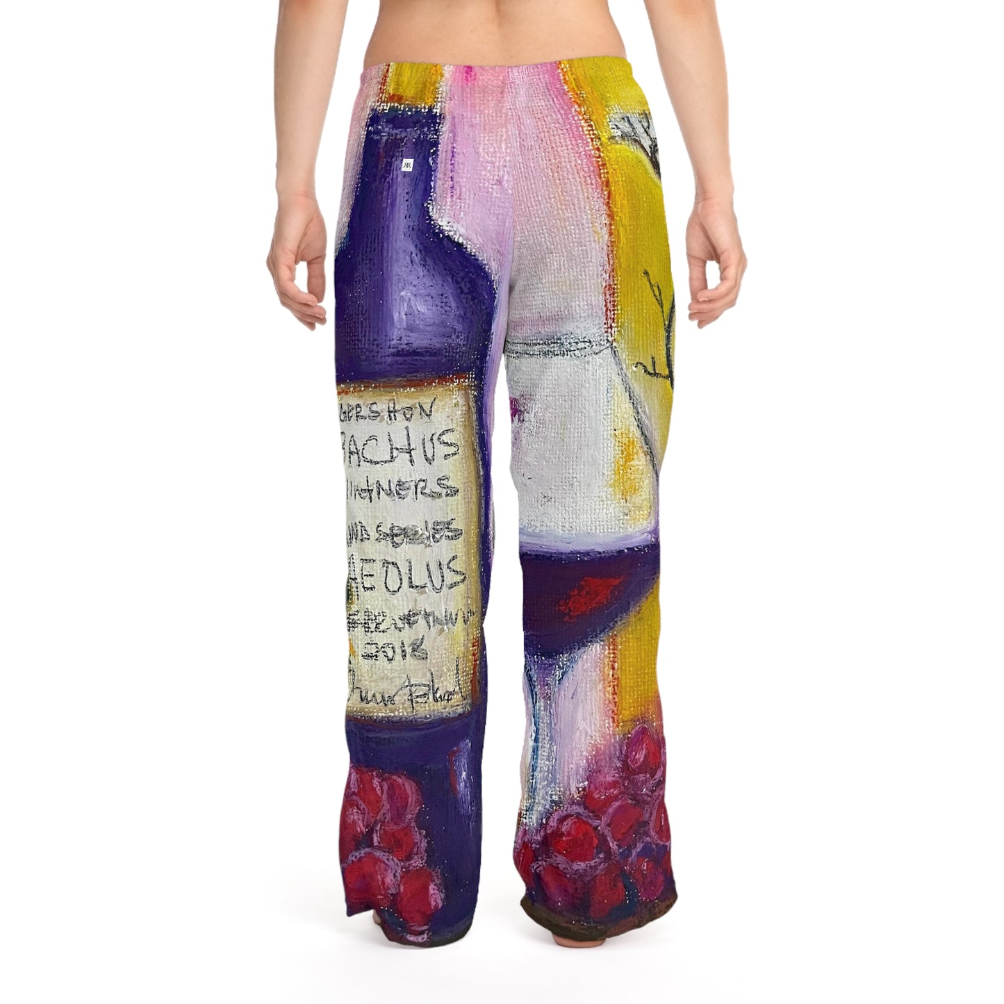 Pajama Pants - Aeolus GBV Wine Bottle and Clique Glass- Women's Pajama Pants