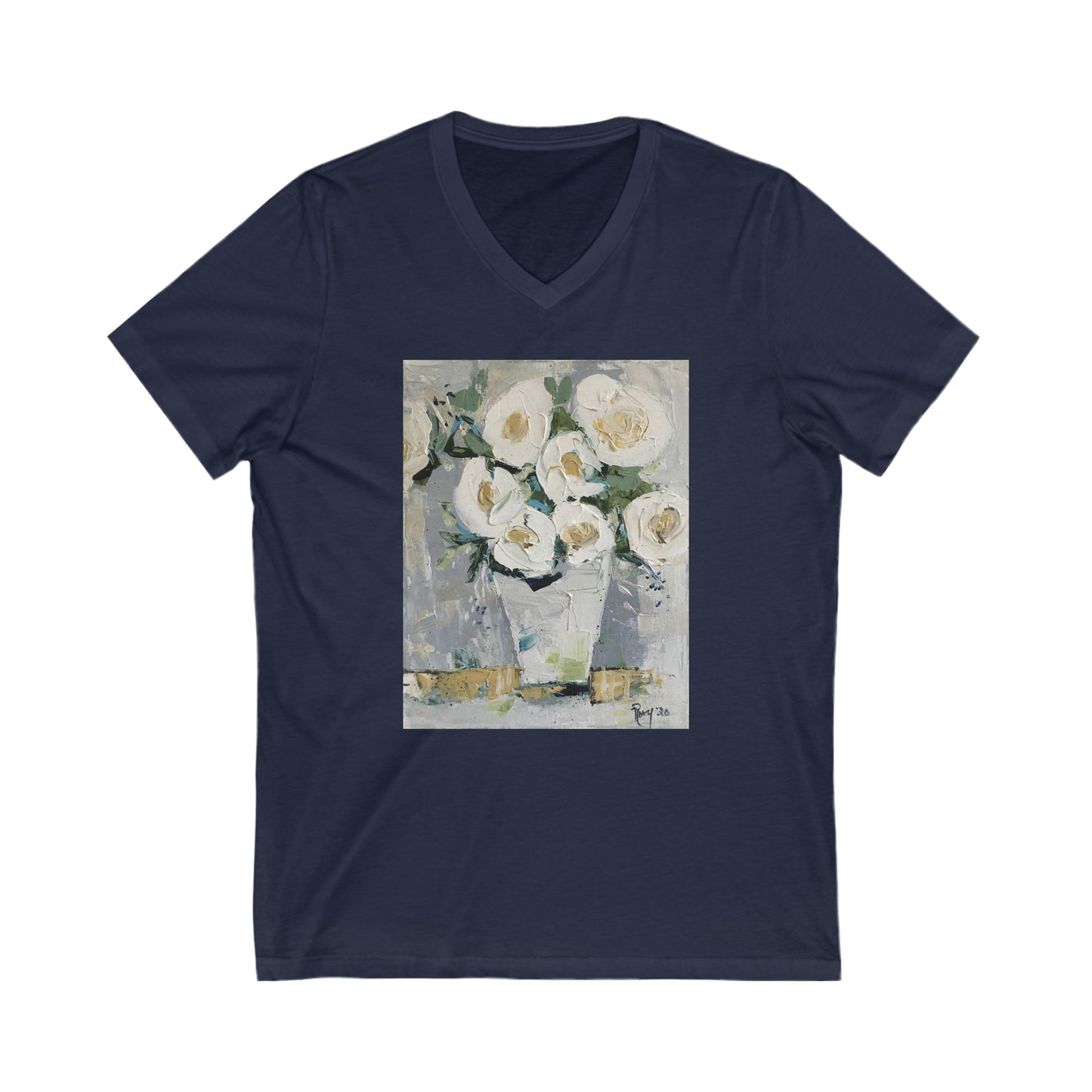 Shabby Roses-Camiseta unisex de manga corta con cuello en V