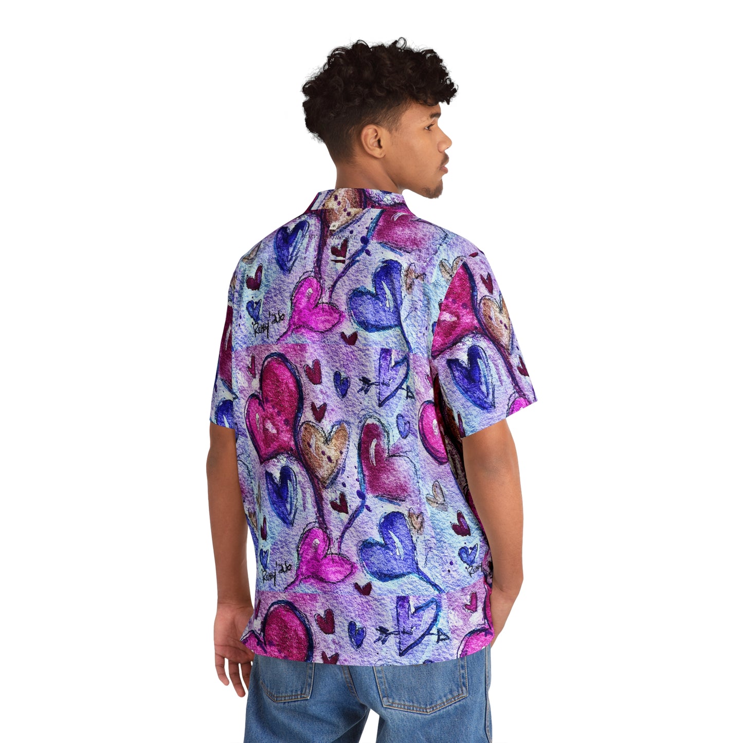 Men's Hawaiian Shirt- Floating Hearts Parade-Valentine's Day