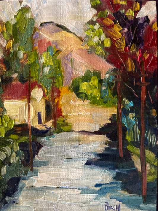 Original Oil Painting 6x8 Framed-Back Country Road