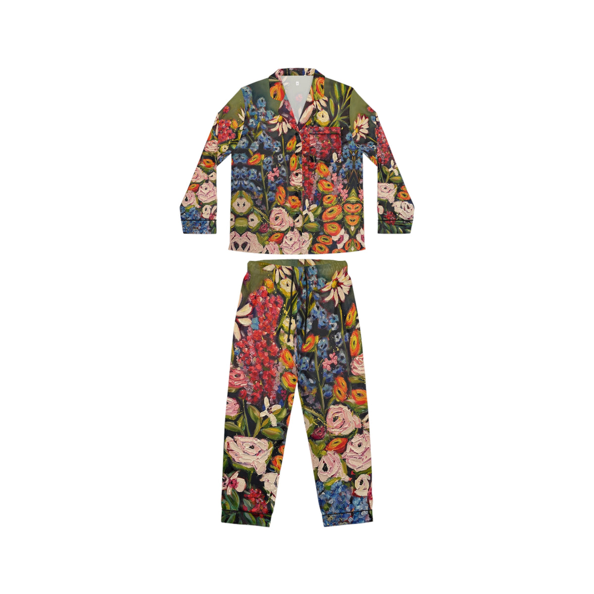 Satin Pajamas — Luxurious Silky Sleepwear Set- Moonlight Meadow