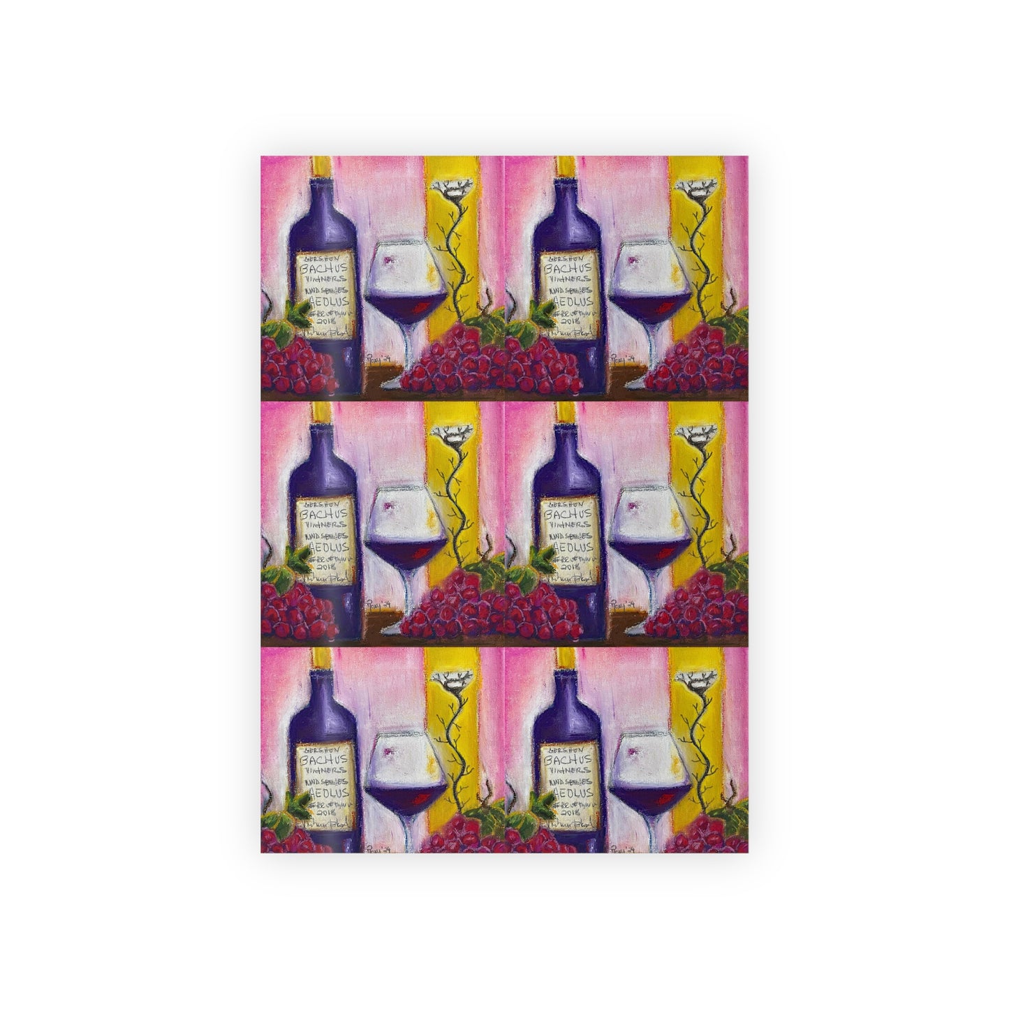 Aeolus GBV Wine Bottle and Clique Glass Gift Wrapping Paper Rolls, 1pc